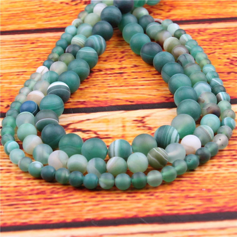 

Green Stripes Natural Stone Bead Round Loose Spaced Beads 15 Inch Strand 6/8/10/12mm For Jewelry Making DIY Bracelet