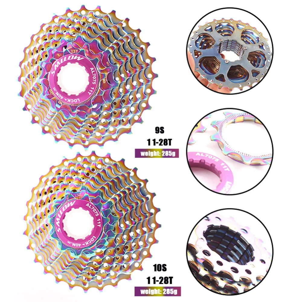 9/10 Speed Rainbow Ultralight Freewheel 11-28T Road Bike Cassette Flywheel Bicycles Freewheel Upgrade Replacement dropshipping