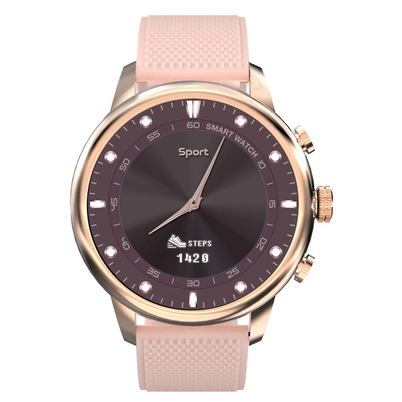 

Hybrid Smart Watch Fitness Activity Tracker Blood Pressure Monitor with Connected GPS for Women for iOS Android Phones Pink