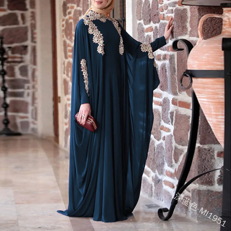 WEPBEL мусульманское женское платье абайя с цветочной вышивкой Новое повседневное длинное платье макси с длинным рукавом для девушек свободного размера плюс
