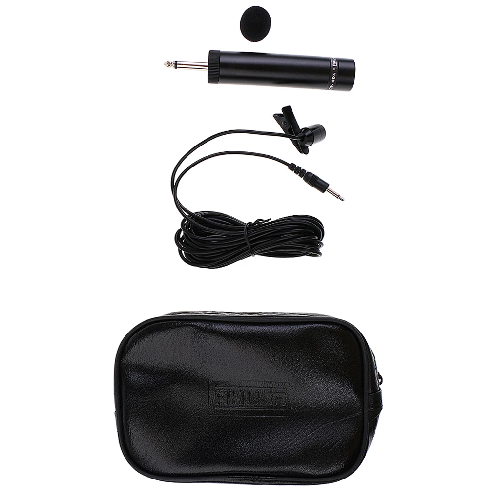 Condenser Instrument Mic Lapel Tie Microphone 6.5mm Jack for Violin Guitar Voice Black