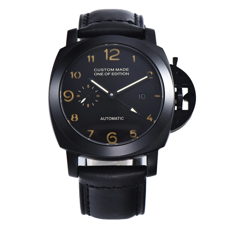 

44mm Automatic Mechanical Watch Men GMT Wrist Leather Strap Luxury Luminous Waterproof Military Men Watch Clock CM115