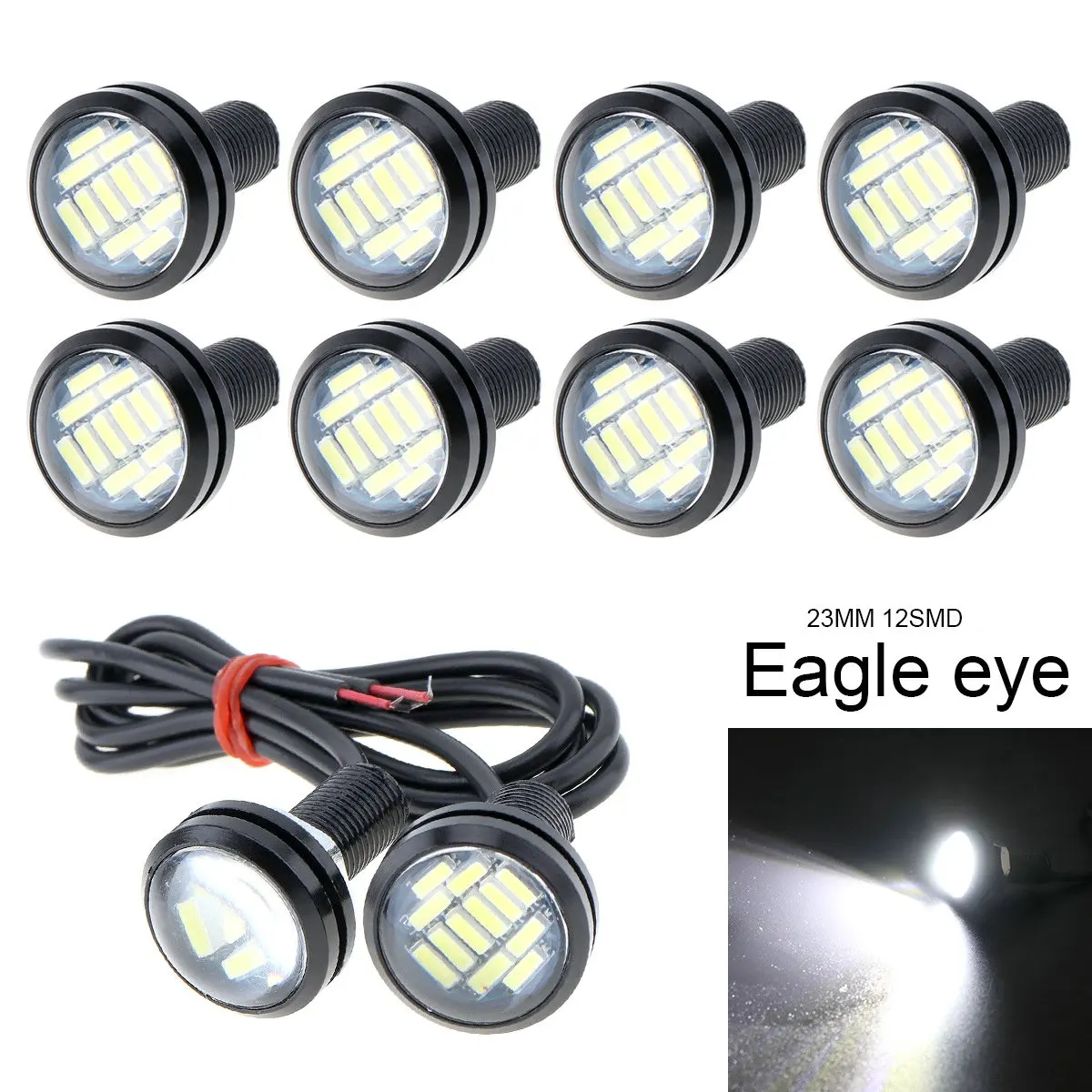 Car LED Eagle Eye Bulb 4014 12SMD 23MM Daytime Running Lights Source Backup Reversing Parking Signal Lamp Waterproof