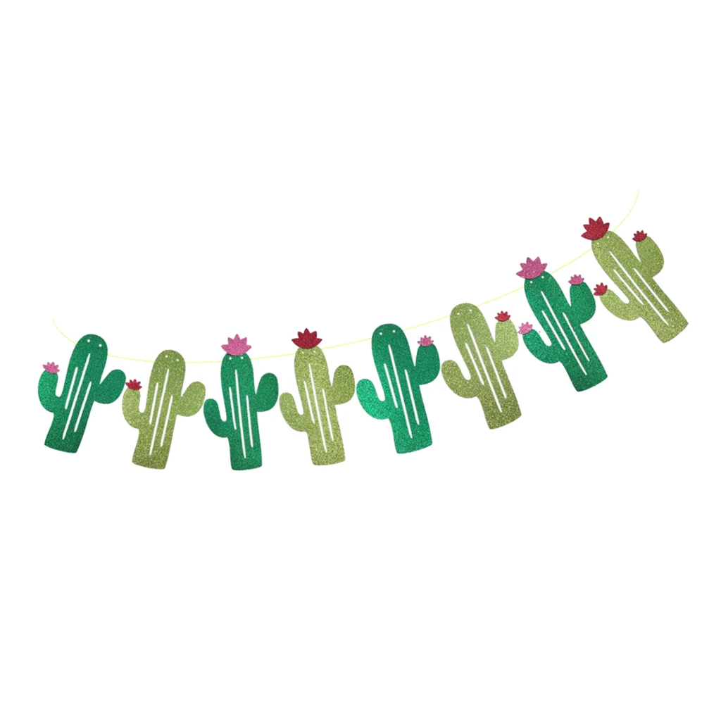 1 Set Mini Glitter Cactus Garland Banner Flag Bunting Garland Party Favors