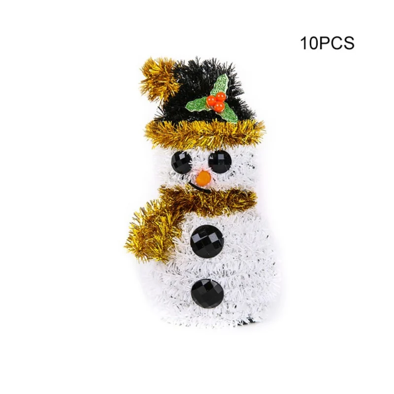 Pack Of 10 Sparkle Strips Woven 3D Snowman Christmas Hanging Pendant Drop Ornament For Holiday Home Store Bar Decor Supplies