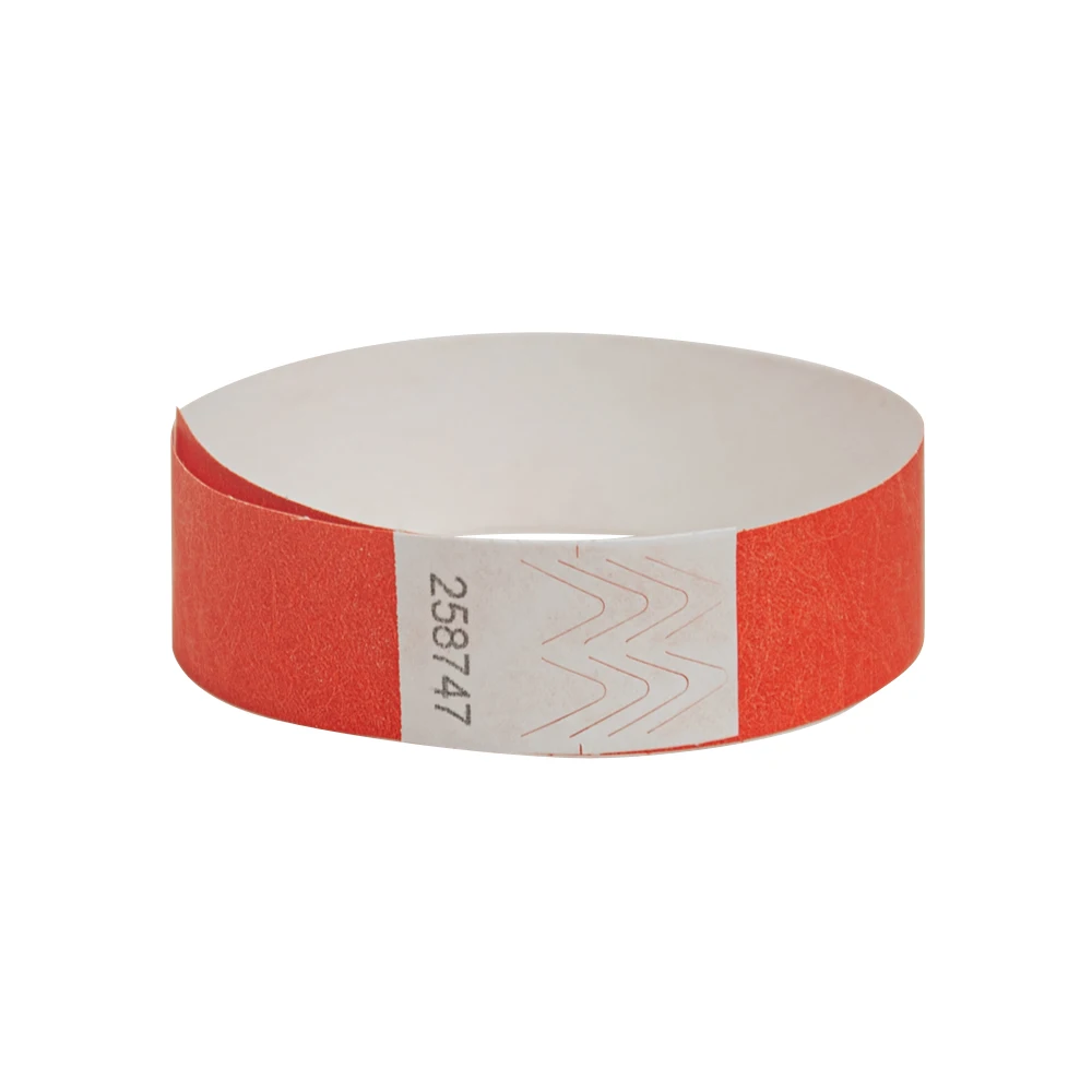 Solid NEW Red Color 3/4 inch Tyvek Wristbands with Series Numbers, ID Wristbands for Party Events, 500 Pieces