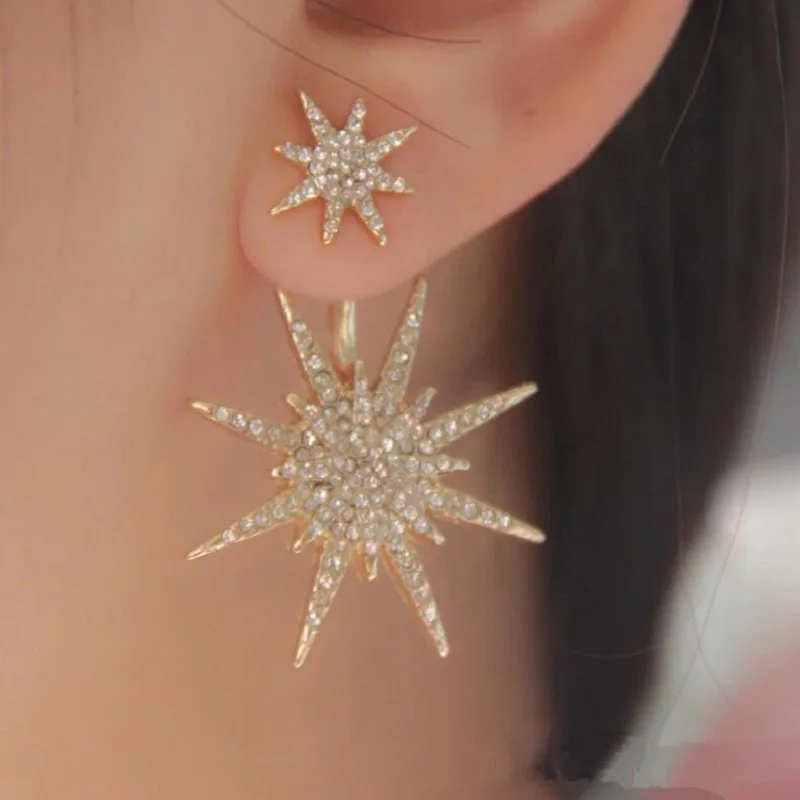 

2019 Real Earings Brincos Wholesale New Earrings Set Auger After Hanging Guardians Snowflake Accessories Six-pointed Stars Stud