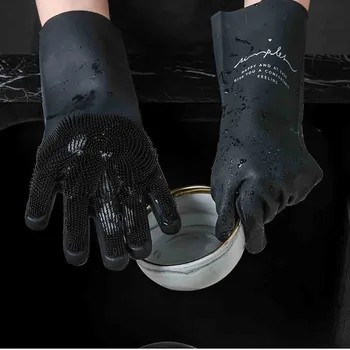 

Household gloves washing clothes artifact waterproof rubber gloves housework dishwashing brush bowl latex gloves #40