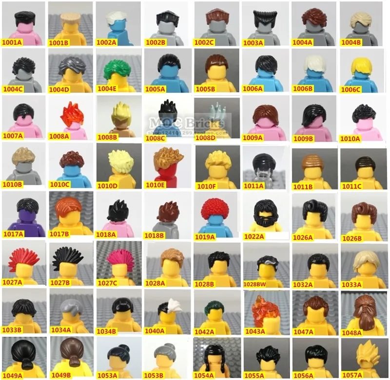 

City Figures Head Decoration Parts Boys Men's Hair Flat Short Hair Split Mohicans Bangs Dreadlocks Hair MOC Blocks Bricks Toys