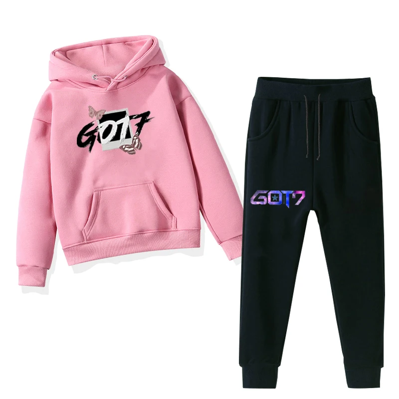 GOT7/комплект одежды для детей; спортивная одежда; толстовки с капюшоном для маленьких девочек; спортивные комплекты; спортивные костюмы для мальчиков; комплект из 2 предметов: толстовка+ штаны; комплекты из 2 предметов - Цвет: 924-925h-bj-1219.11