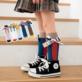 

KMS Spring and summer new school style children's cotton socks Korean version of ribbon children's socks