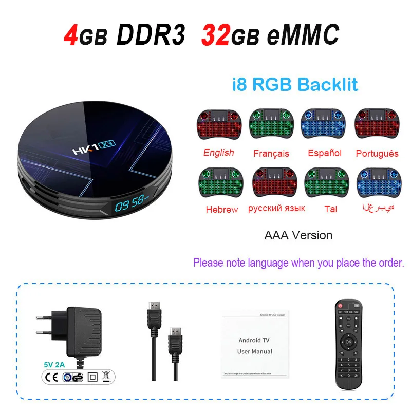 4GB 32GB i8RGB HK1 X3 Android 9,0 ТВ приставка Amlogic S905X3 Смарт ТВ приставка 4 ГБ DDR3 32 Гб 64 Гб 128 ГБ 2,4G 5G WiFi Bluetooth 4K медиаплеер - Цвет: 4GB 32GB i8RGB