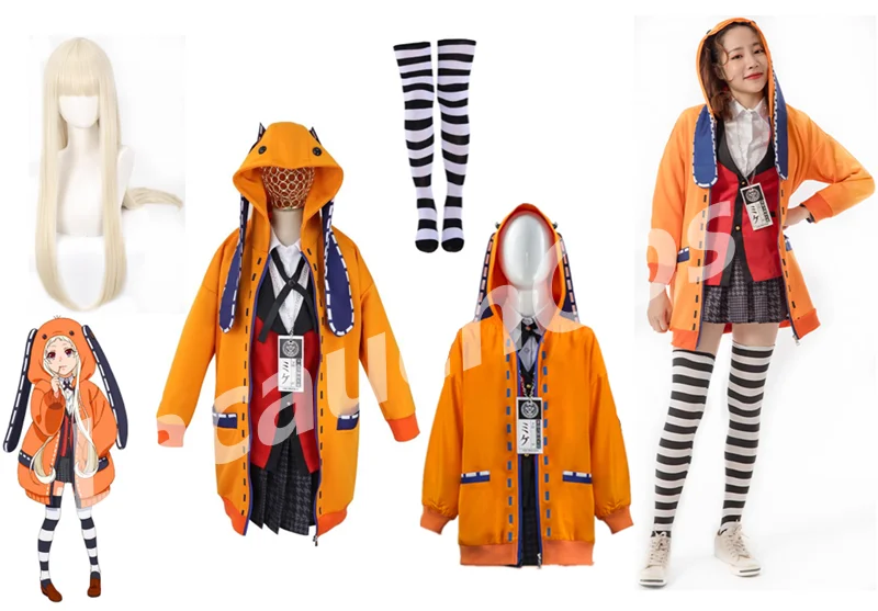 Anime Yomo Duki Runa Cosplay Costume Gambler Full Coat Shirt Skirt