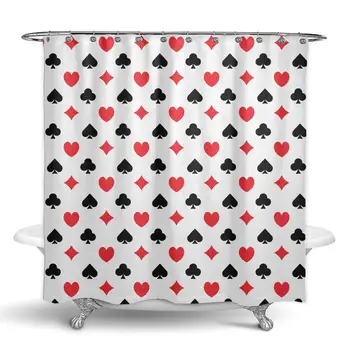 

Shower Curtain Polyester Fabric Waterproof Machine Washable with 12 Hooks - 72x72 Inch - Casino Poker Pattern