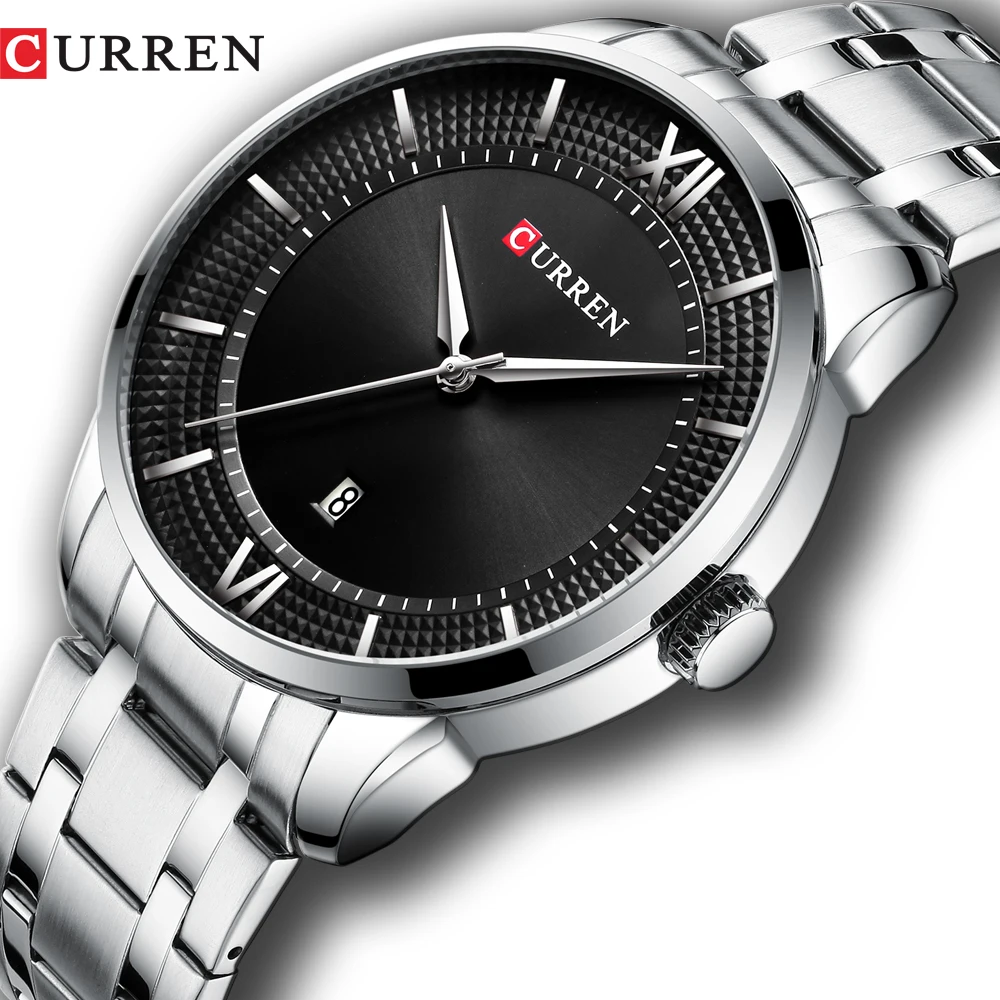 

Top Brand CURREN Men Stainless Steel Business Watches with Auto Date Classic Quartz Wristwatch for Men Stainless Steel Clock