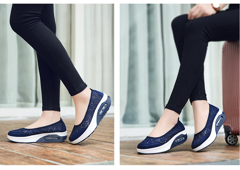 Women Platform Sneakers Spring Ladies Wedges Casual Lace Shoes Women Trainers Comfortable Femme Height Increasing Women Shoes
