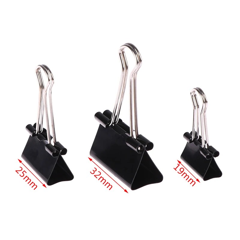 Black Metal Binder Clips Notes Letter Paper Clip Office Supplies Binding Securing 19Mm / 25Mm 32mm | Канцтовары для офиса и