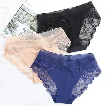 

Bestselling Women Plus Size Luxury Panties Lace Sexy Panties Polyester Breathable Briefs Women Low Waist Transparent Panties