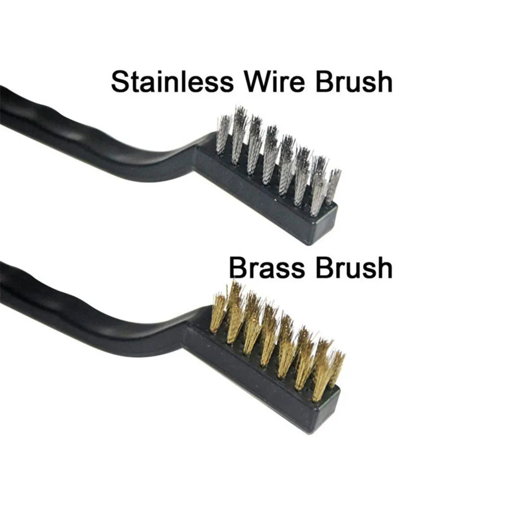 3x MINI STAINLESS STEEL BRASS WIRE BRISTLE BRUSH RUST REMOVAL CLEANING TOOL SM 