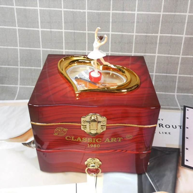Dancing Ballerina Music Box Plastic Jewellery Box Girls Carousel Hand Crank Music Box Mechanism Gift