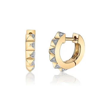 

LOZRUNVE Italian Fashion 925 Silver Cubic Zirconia Mini Pyramid Hoop Huggie Earring