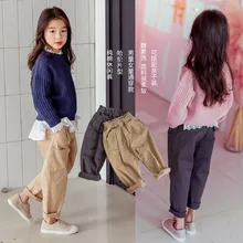 Коллекция года, Весенняя детская одежда для девочек, штаны-шаровары в Корейском стиле, стиль, чистый хлопок, одежда для мальчиков и девочек повседневные свободные штаны