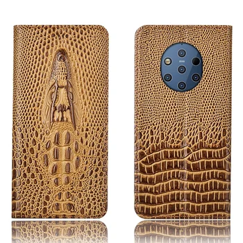 

Crocodile head pattern genuine leather case card slot holder for Nokia 9 PureView/Nokia 8 Sirocco phone case funda leather cover