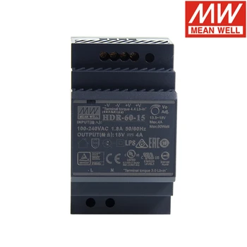 

MEAN WELL HDR-60-15 85-264V AC To DC adapter 15V 4A meanwell HDR-60 60W Single Output DIN Rail switching Power Supply solid smps