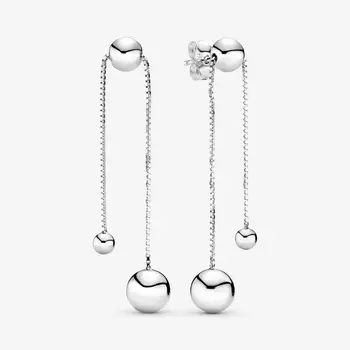 

100% 925 Sterling Silver String of Beads Dangle Earrings for Women Wedding Earring Statement Jewelry Party Gift Brincos