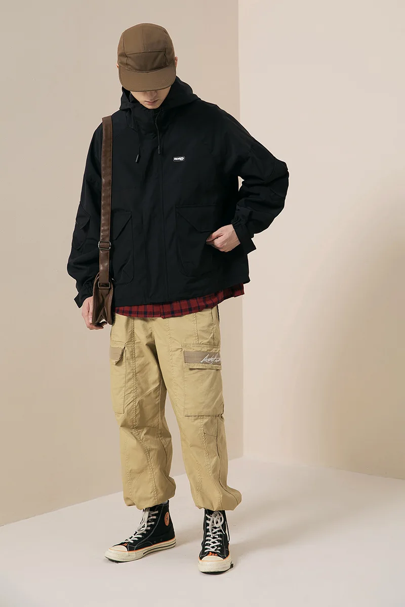 

City Where the Product American Simple Popular Brand Ultra-Loose-Fit Hooded Charge Jacket Tooling Jacket Men's Jackets
