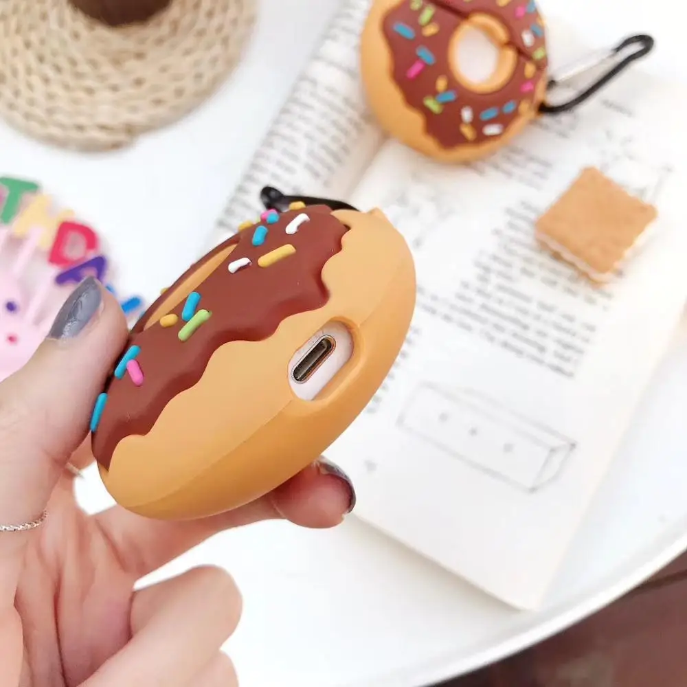Милый 3D чехол с изображением конфет еды пончиков для Apple AirPods 2 зарядный бокс