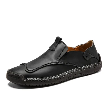

Shoes Men Casual Genuine Leather Hand-sewn Casual Men's Shoes Big Size 38-48 Loafers Breathable Man Loafers Zapatos De Hombre *