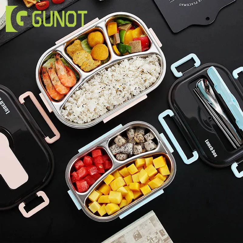 GUNOT Thermal Lunch Box Stainless Steel Multifunction Bento Box Food Container Lunch Box For Kids Kitchen Food Plastic Container