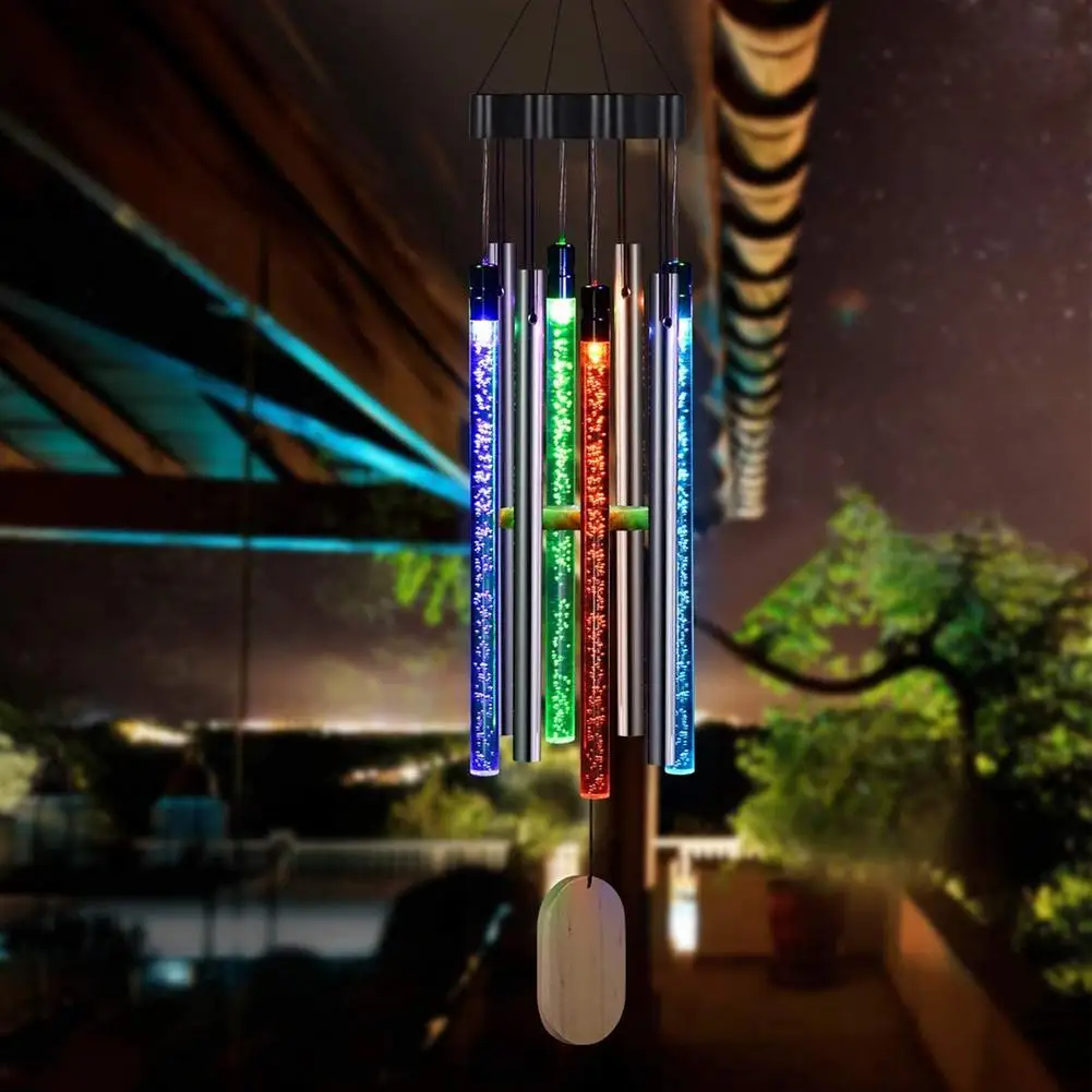 Customizable LED Solar Wind Chime Auto-sensing Light Color Changing IP55 Waterproof Hanging Solar Light For Home Garden Decor