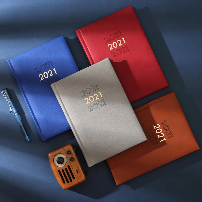 

2021 Schedule Book Simple 365 Days Monthly Planner Classic Retro Time Management Faux Leather Notebook Efficiency Manual Office