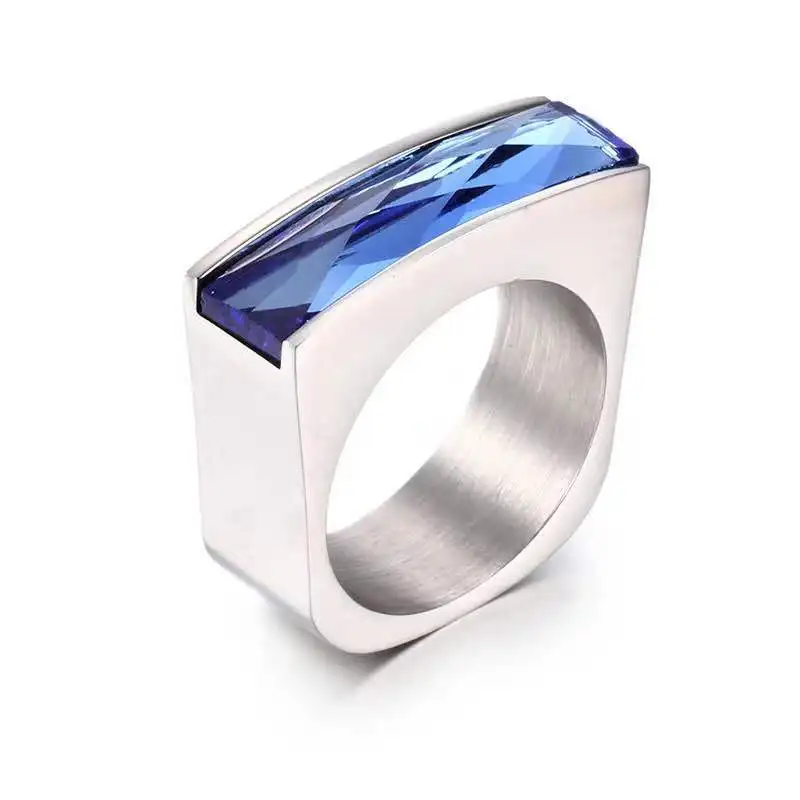 Новое поступление кольцо с кристаллами красочное белое красное фиолетовое синее кольцо с черным камнем из нержавеющей стали праздничный свадебный Венчальный кольцо для женщин