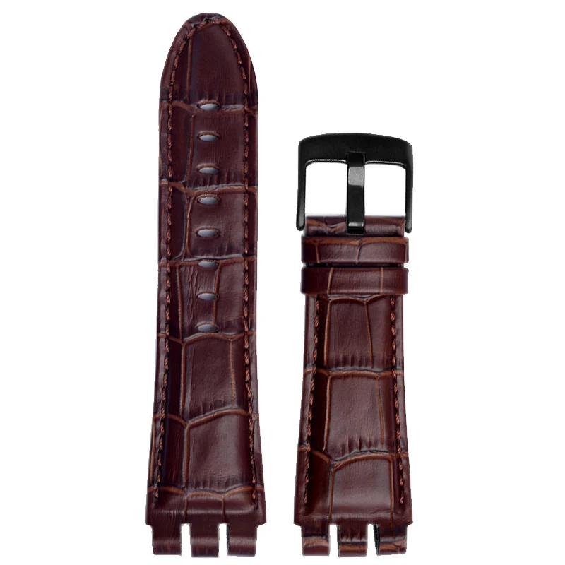 Genuine Calf Leather Watch Strap with Steel Clasp - 23MM Men's Bracelet