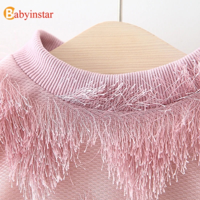 Babyinstar/свитер для маленьких девочек; одежда для детей; Детский свитер с бахромой; зимняя одежда для маленьких девочек; свитер для девочек; Изысканные Топы