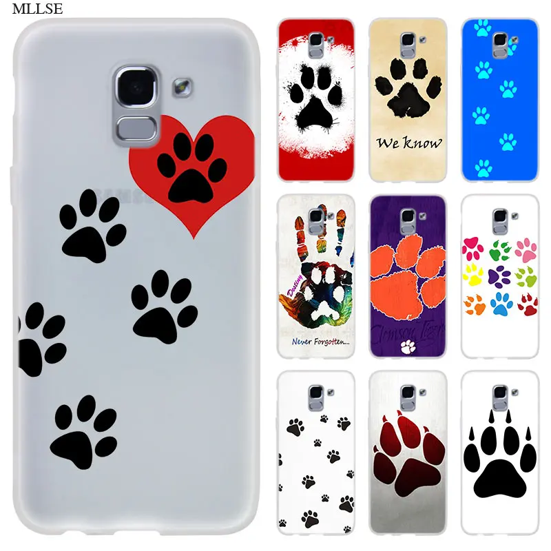 Phone Case For Samsung Galaxy j6 J8 J7 J5 J3 J4 Plus 2018 2017 2016 J610 Prime Soft Coque dog footprint Paw husky | Мобильные