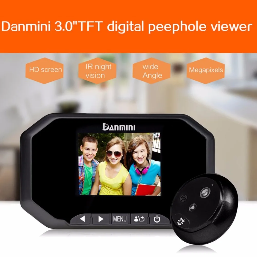 Danmini 3," TFT ЖК-экран 1.3MP HD камера видео дверной звонок 145 градусов широкий угол ночного видения цифровой дверной глазок