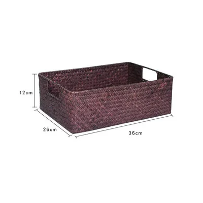 Handmade Straw Fruit storage basket Earphone Organizer desktop cosmetics storage basket Small jewelry storage basket Home Decor - Цвет: As shown