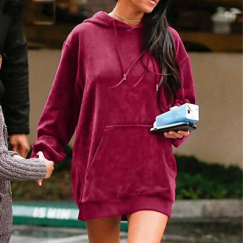 

New Large Size Casual Hoodie 8XL 7XL 6XL 5XL Fashion Ladies Pocket Solid Color Pullover Hooded Sports Sweater