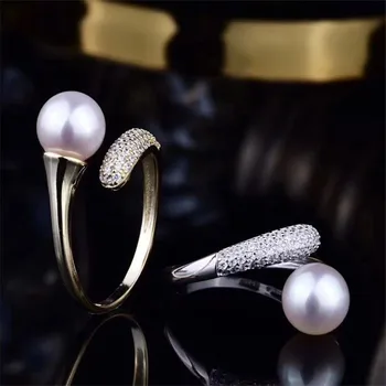 

Classic Rings Resizable Design Rings Base 925 Silver Pearl Rings Settings Women DIY Pearl Rings Accessory No Pearl