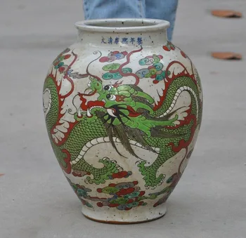 

wedding decoration Marked Chinese dynasty Wucai porcelain animal Dragon Zun Cup Bottle Pot Vase Jar