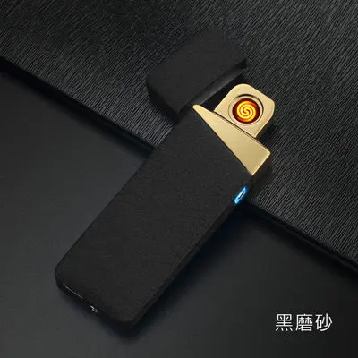 Тонкая USB плазменная дуговая зажигалка USB электрические зажигалки для сигарет Smart Touch двухсторонняя зажигалка аксессуары для курения гаджеты для мужчин - Цвет: Frosted Black Gold