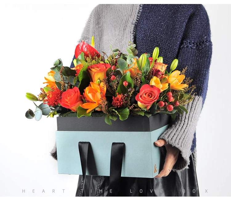 Новые цветочные бумажные коробки с крышкой Hug ведро флорист подарочная упаковка коробка 28x18x16 см Цветочные держатели подарочные коробки Декор