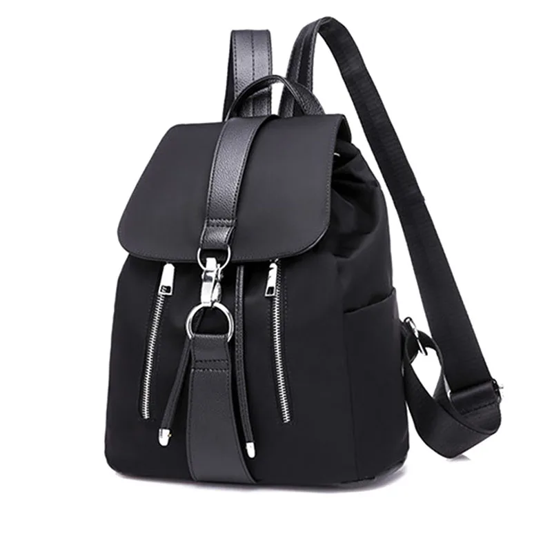 Womens Backpacks School-Bags Trending Teenager Large-Capacity Nylon Black for Design