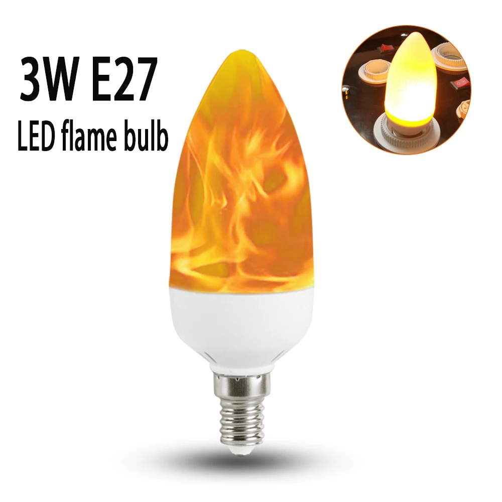 3W E27 LED bulb Новое поступление 3 Вт E27 Лампа пламени DC 5 В батарея 1200 мАч светодиодный эффект пламени огненные лампочки Мерцающая эмуляция Декор светодиодный светильник - Испускаемый цвет: 3W E27 LED bulb
