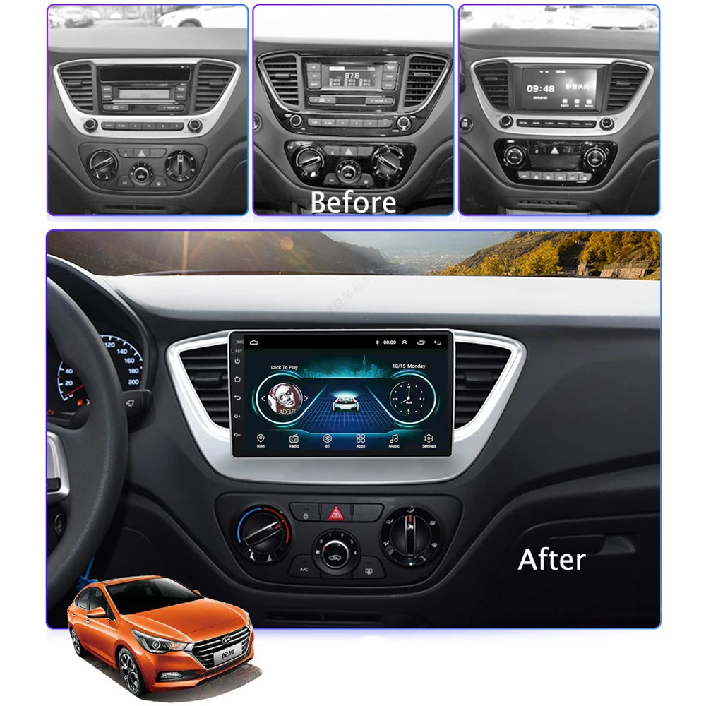 US $118.79 2 DIN 9 Inch Android 81 Car Multimedia Player For Hyundai Solaris 2 Verna 2017 2018 Support Music AUX WIFI Support DVR