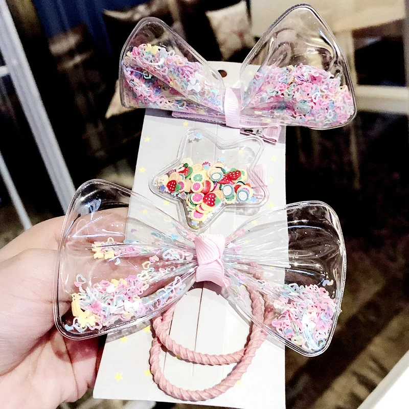 6(3pcs) 1 комплект, заколка для волос из ПВХ с мультяшным рисунком для девочек, милые бусины со звездами, желе, бант, заколки для волос, детская танцевальная вечеринка, резинки для волос, резиновые аксессуары для волос - Цвет: 6(3pcs)